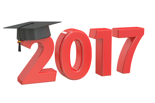 2017 in red, with a black graduation cap on the digit 2, on a white background, likely represents a graduation year for students, possibly from Bethany Lutheran College.