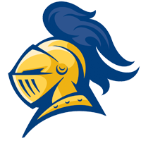Illustration of a gold and blue knight’s helmet with a plume, symbolizing student engagement, on a transparent background.
