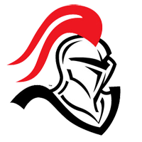 Stylized knight helmet logo featuring a bold red plume and black accents, representing Bethany Lutheran College campus community spirit.