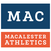 MAC logo with Macalester Athletics in white text on an orange background, representing the Minnesota campus community.