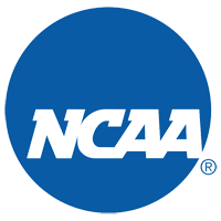 The NCAA logo features bold white letters on a solid blue circle, symbolizing campus community and student engagement.