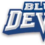 Blue and white text logo featuring the words BLUE DEVILS in bold, stylized letters, representing Bethany Lutheran College student engagement.