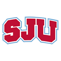 Red SJU letters with white borders displayed on a blue background, symbolizing student engagement in Minnesota.