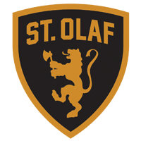 A gold lion holding an axe on a black shield, with ST. OLAF written above, all set against a gold background—symbolizing student engagement.