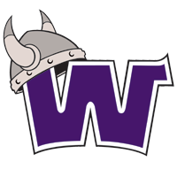A large purple W with a gray Viking helmet, representing Bethany Lutheran College in Mankato, Minnesota.