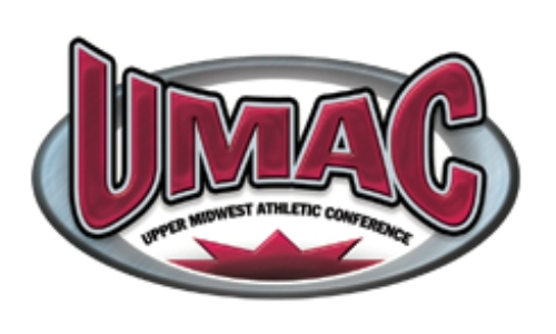 UMAC logo featuring bold red letters and the text “Minnesota’s Upper Midwest Athletic Conference” on a silver oval background.
