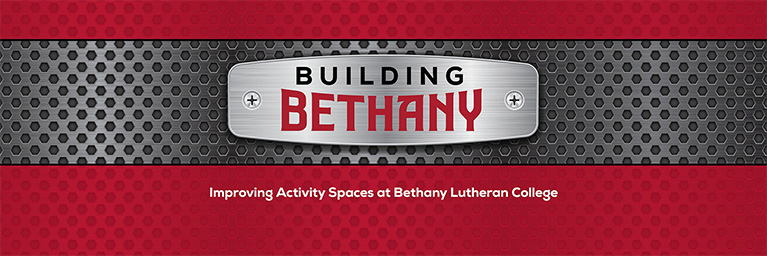 Metal sign displaying Building Bethany in red and black. Below, text reads: Boosting student engagement at Bethany Lutheran College.