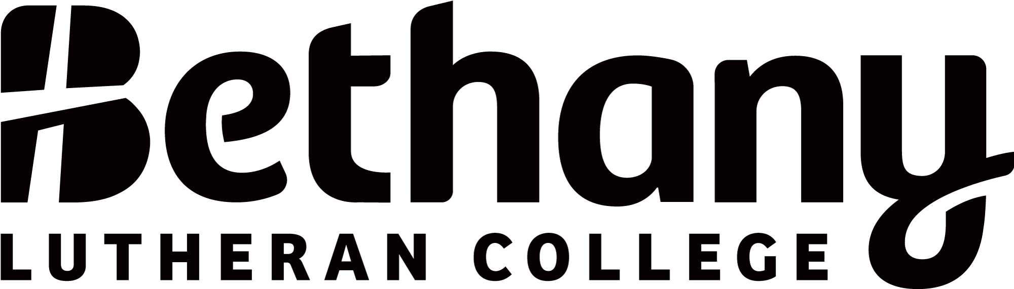 Bethany Lutheran College logo in bold, black letters designed for students, displayed on a white background.
