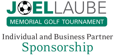 Joel Laube Memorial Golf Tournament logo, supporting Minnesota students at Bethany Lutheran College and business partner sponsorship.