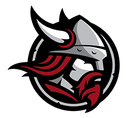 A stylized Viking head logo featuring a horned helmet and red beard, symbolizing Bethany Lutheran College students.