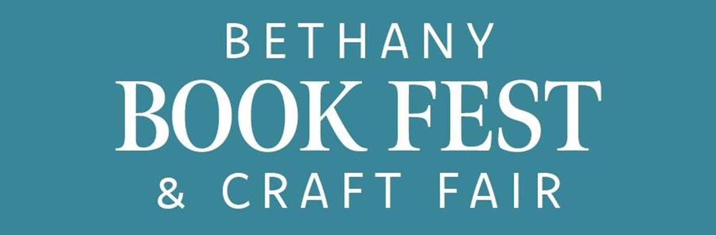 Promotional graphic with the text "Bethany Book Fest & Craft Fair" on a teal background.
